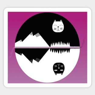 Landscape Cat Moon - Perfect Gift For Cat Lovers Sticker